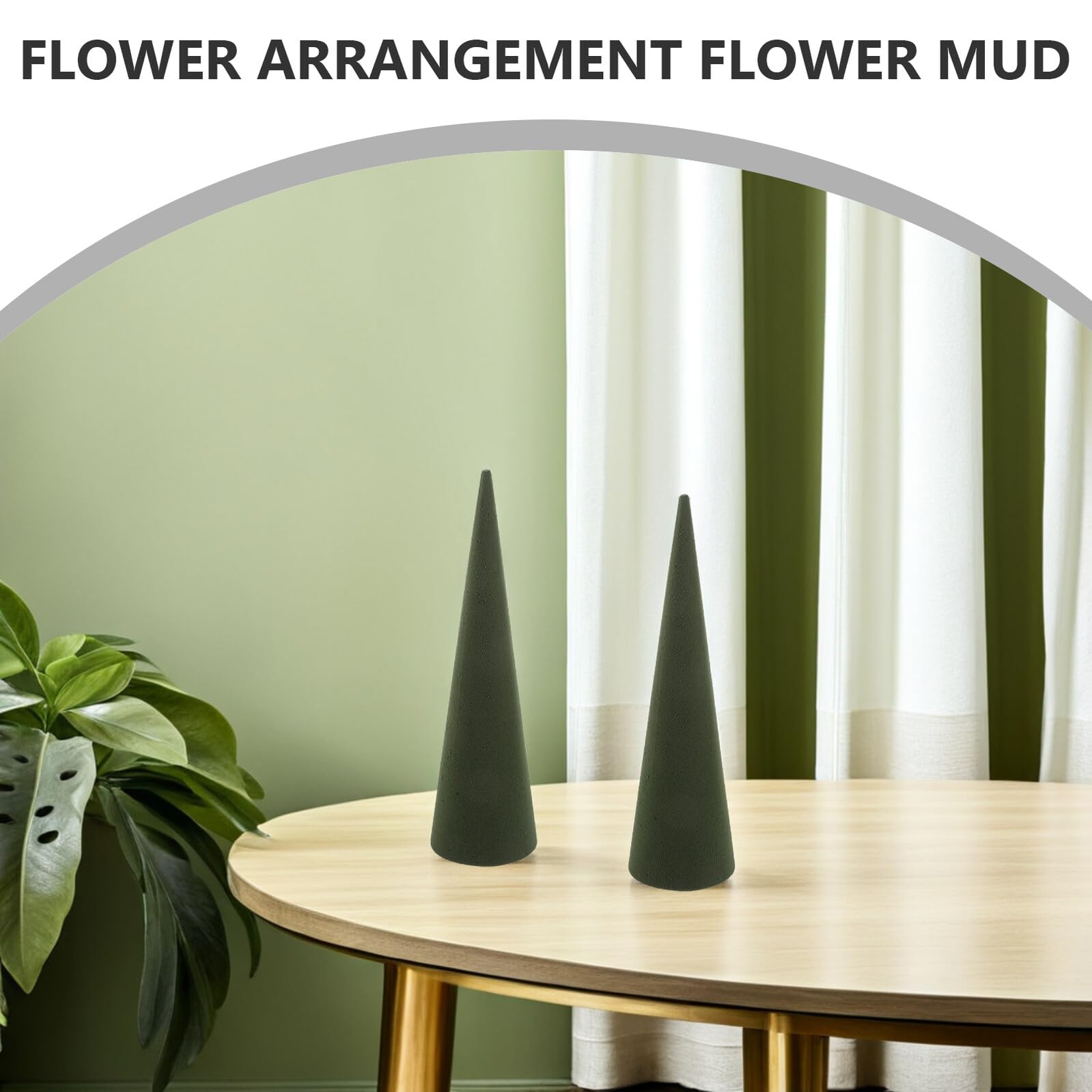3 Stück Kegelförmige Grüne Blumenschaumblöcke aus Nassschaum 320mm Selbstgemacht Steckschaum für Floristen Hochzeiten und Partydeko