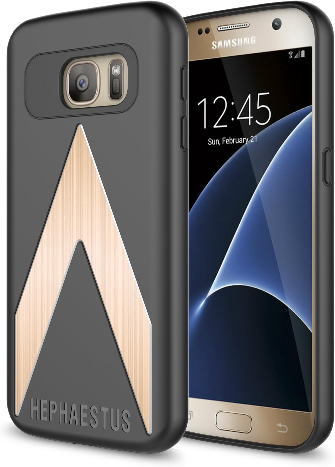 Galaxy S7 Case, Hephaestus® Sentinel Series® [Gold] Hard Heavy Duty Slim 3 in 1 PC TPU Aluminium Metal Hybrid Case for Samsung Galaxy S7