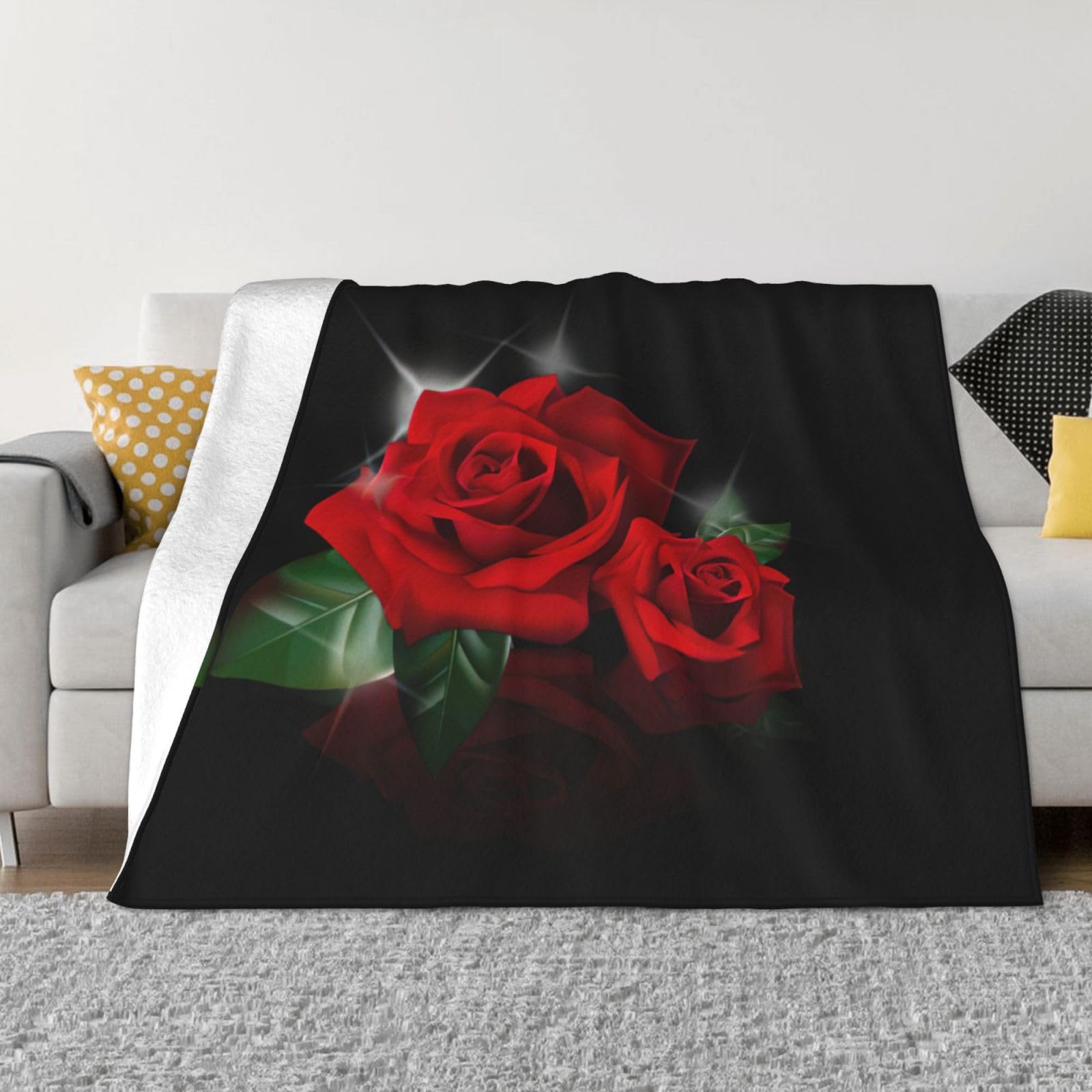 Couverture flanelle chaude et luxueuse lit et canapé plaid roses toutes saisons