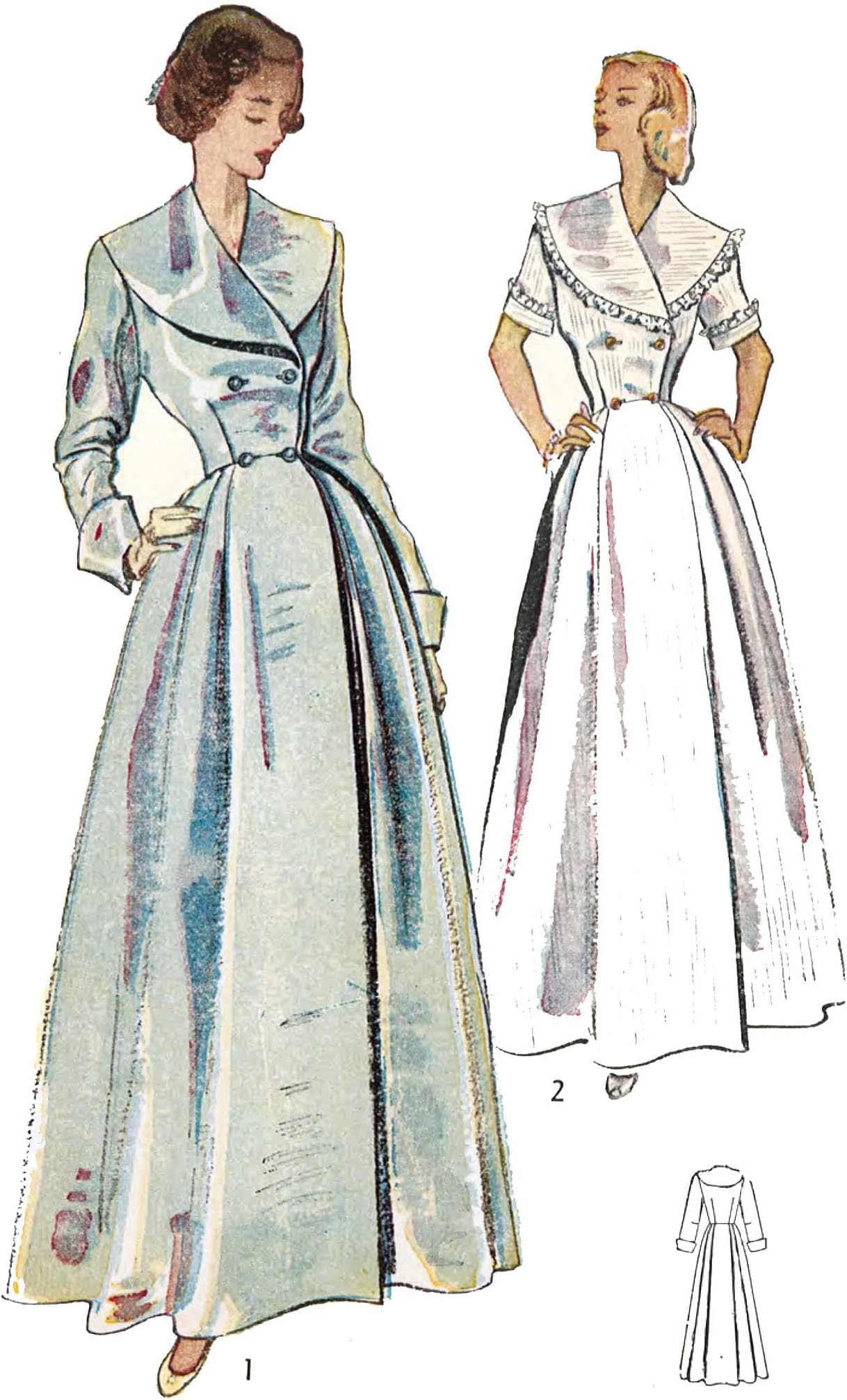 Vintage 1950s Pattern – Kimono Housecoat & House Dress in Two Lengths - Bust 34” (86.4cm)