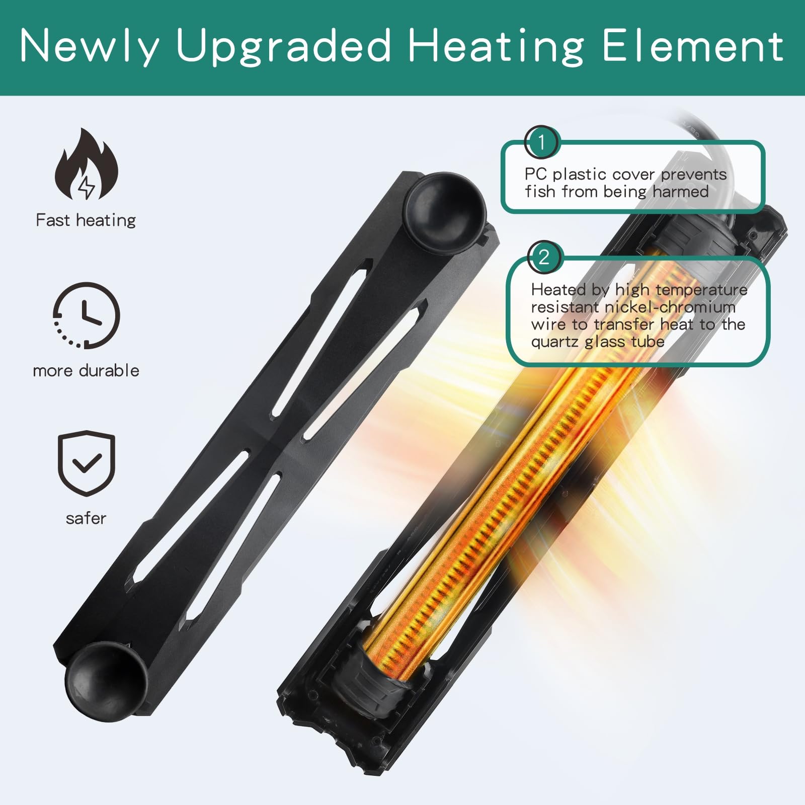 hygger Calentador sumergible para acuario con controlador externo y pantalla LED, calentador de tanque de peces totalmente sumergido de 200 W para agua dulce y salada, para tanques de 25 a 50 galones