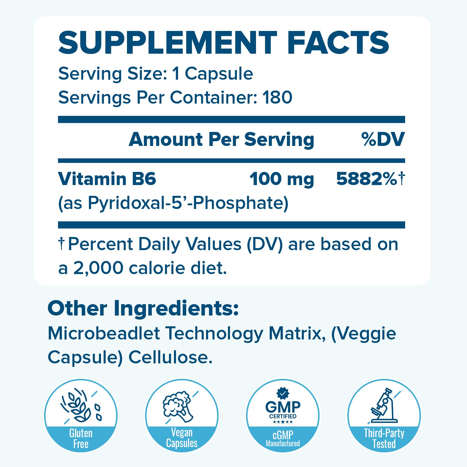 P5P Vitamin B6 100 mg Supplement, 180 Micro Pellet Capsules — Amazon image 6