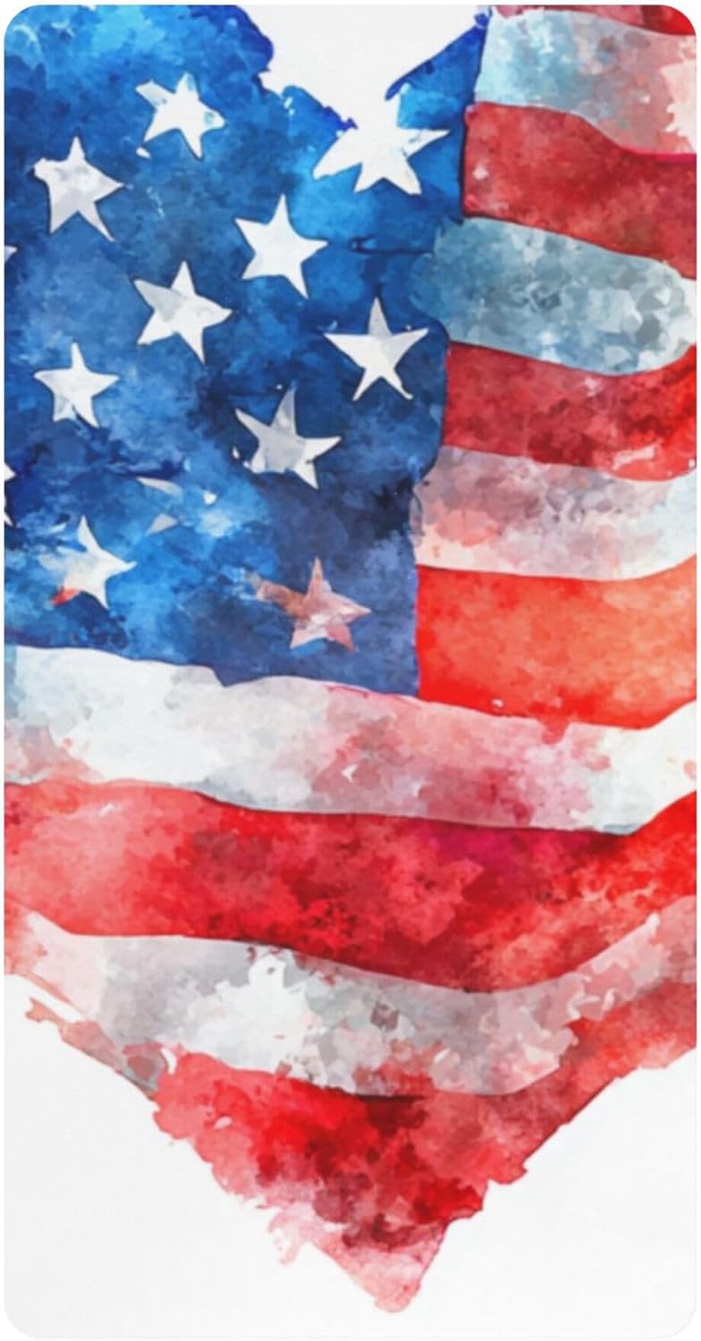 Vintage USA Flag White Crib Sheets Soft Breathable Fitted Cotton Baby Crib Sheets Mattress Cover for Girl Boy, 52" x 28" x 9"