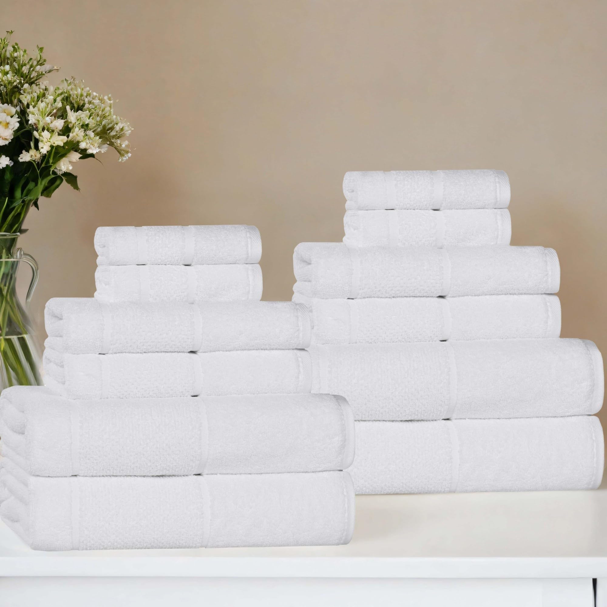 Toallas de algodón para baño de invitados Superior Mile con acabado de felpa para ducha o spa
