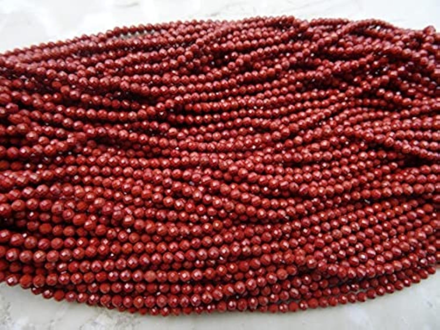 Jasper naturel 2mm perles facettées rondes en rang de 13 pouces pour création bijoux DIY