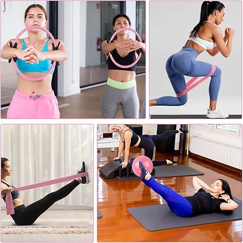 Miniatura 6 de Kit de anillos de pilates para mujer, equipo de pilates para entrenamiento en casa, anillo de pilates de 14 pulgadas, bola de pilates de 9 pulgadas,