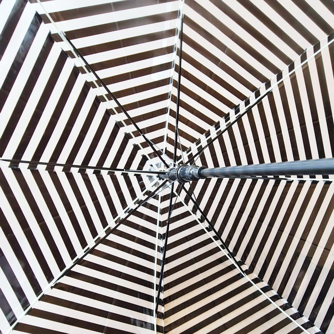 GALLOTTI Grand parapluie de pluie à ouverture automatique, transparent, résistant 82 cm, rayé Nero