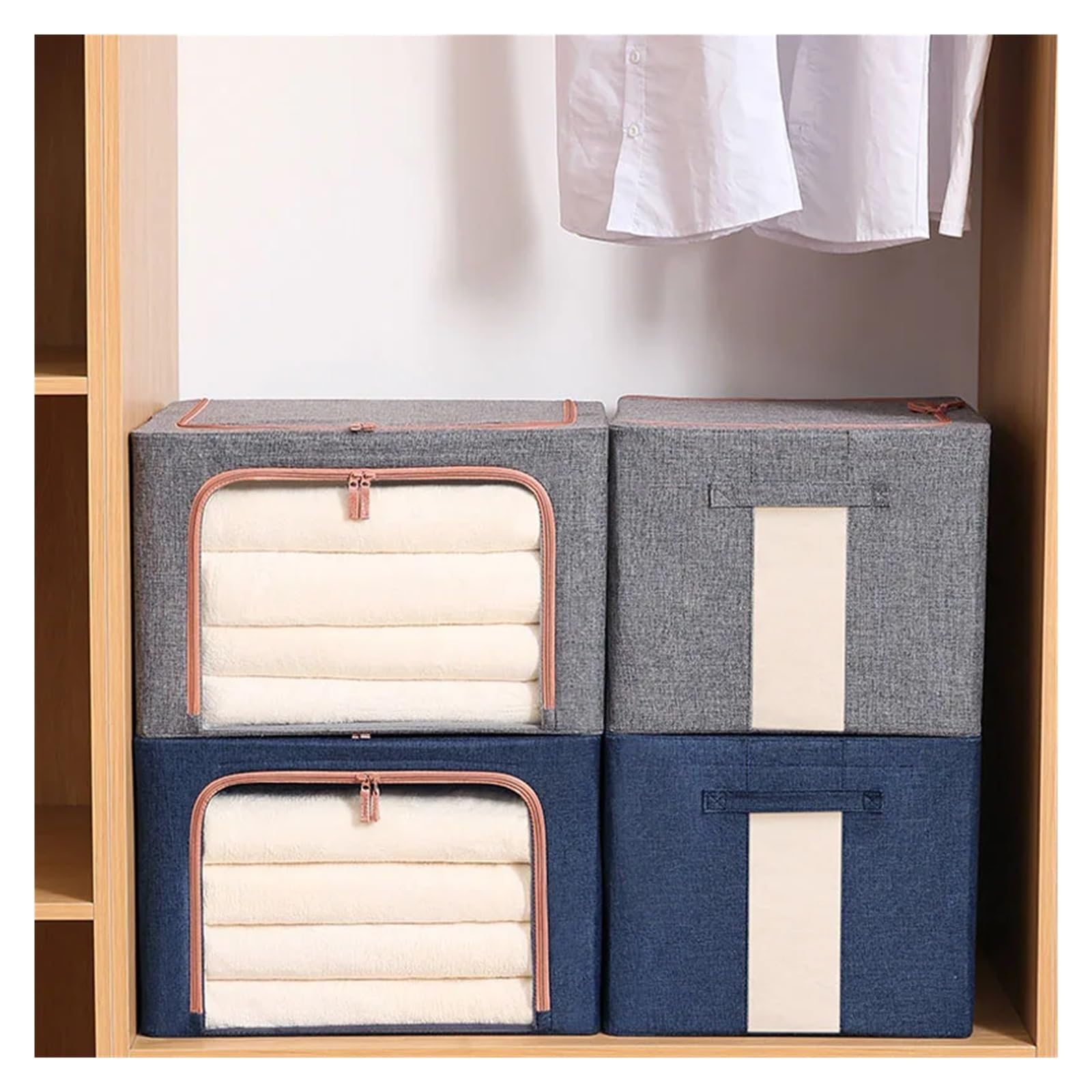 Cajas Almacenaje Ropa Organizadores De Almacenamiento Plegables, Organizador De Ropa, Mantas, Edredones, Caja De Gran Capacidad, Armario, Suéter, Organizador De Armario De Ropa(Grey,24L)