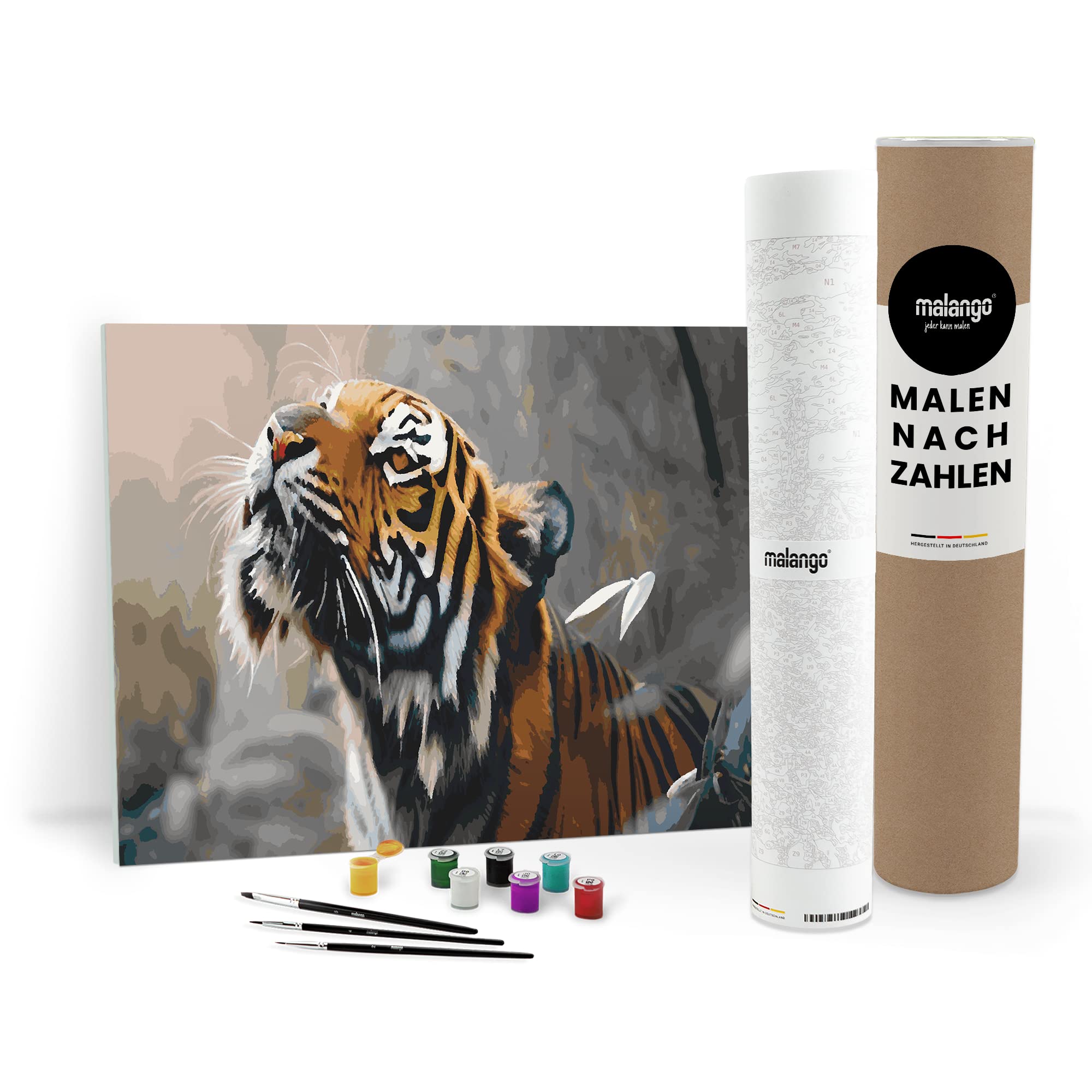 Malen nach Zahlen Erwachsene - Tiger Tom 120 x 80 cm groß XXL Premium-Malset ohne Rahmen, Hergestellt in unserer Produktion in Deutschland, Kreative
