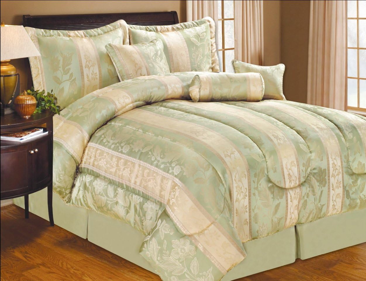 Sally Textiles Lizet 7-Piece Queen Comforter Set, Sage