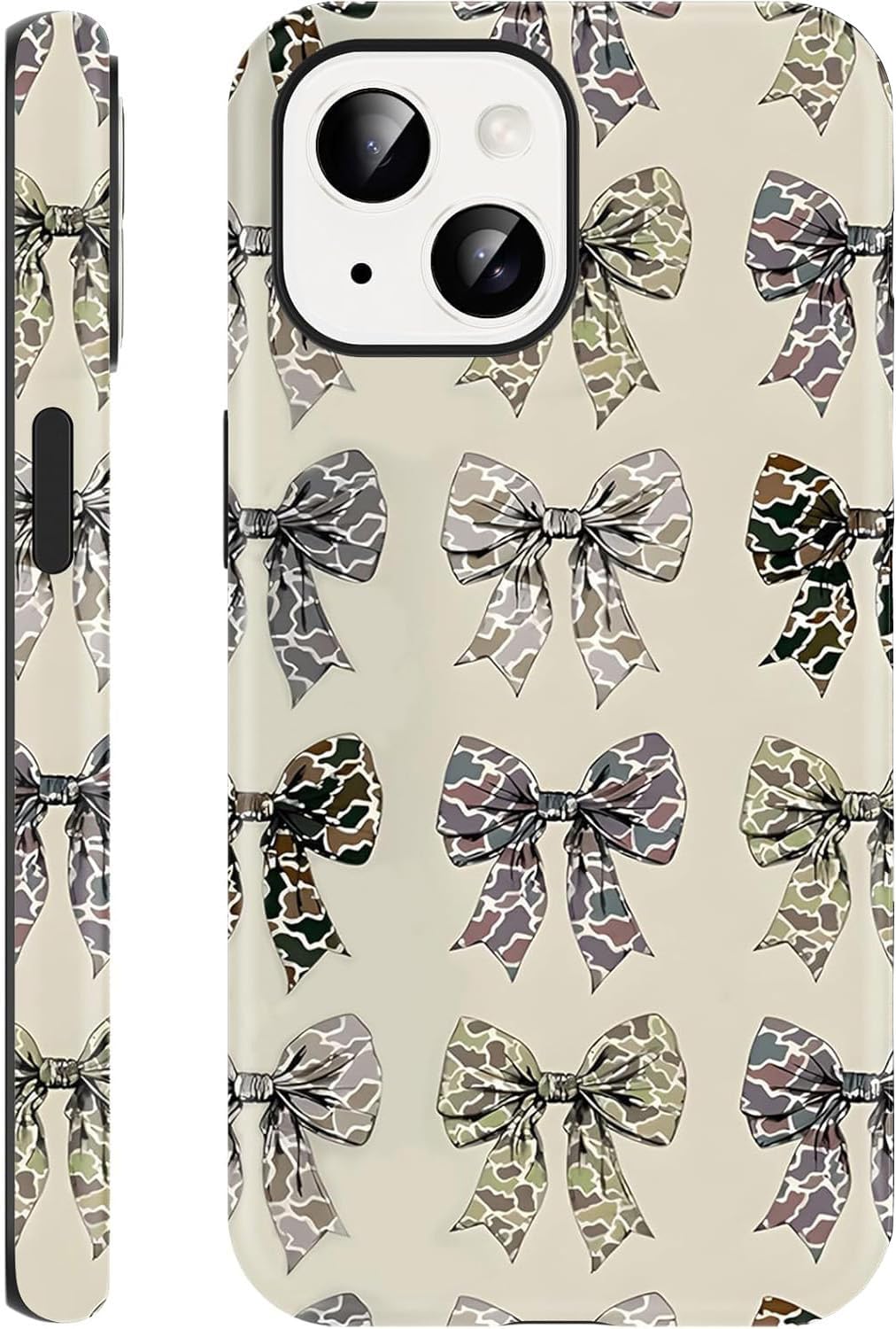 Cute Colorful Bow Camo Phone Case for iPhone 15 Bowknot Magnetic Case 6.1" Compatible with Magsafe, Aesthetic Trendy Ribbon Bowknot Pattern 2-in-1 Cover Shockproof Slim for Women Girls