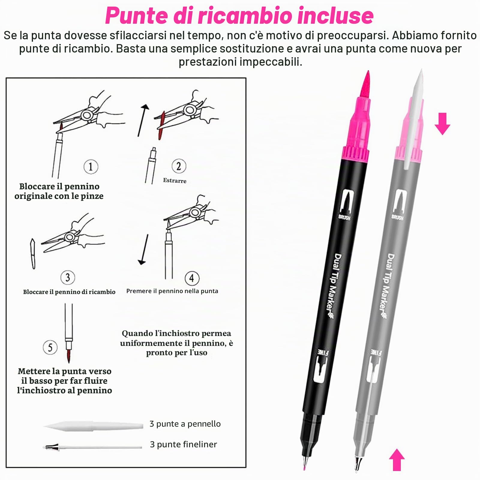 Pennarelli Brush Pen Lettering, Pennarelli Punta Fine,Pennarelli Acquerellabili Pennarelli Doppia Punta per Calligrafia, Dsegno, Schizzi da Colorare (168)