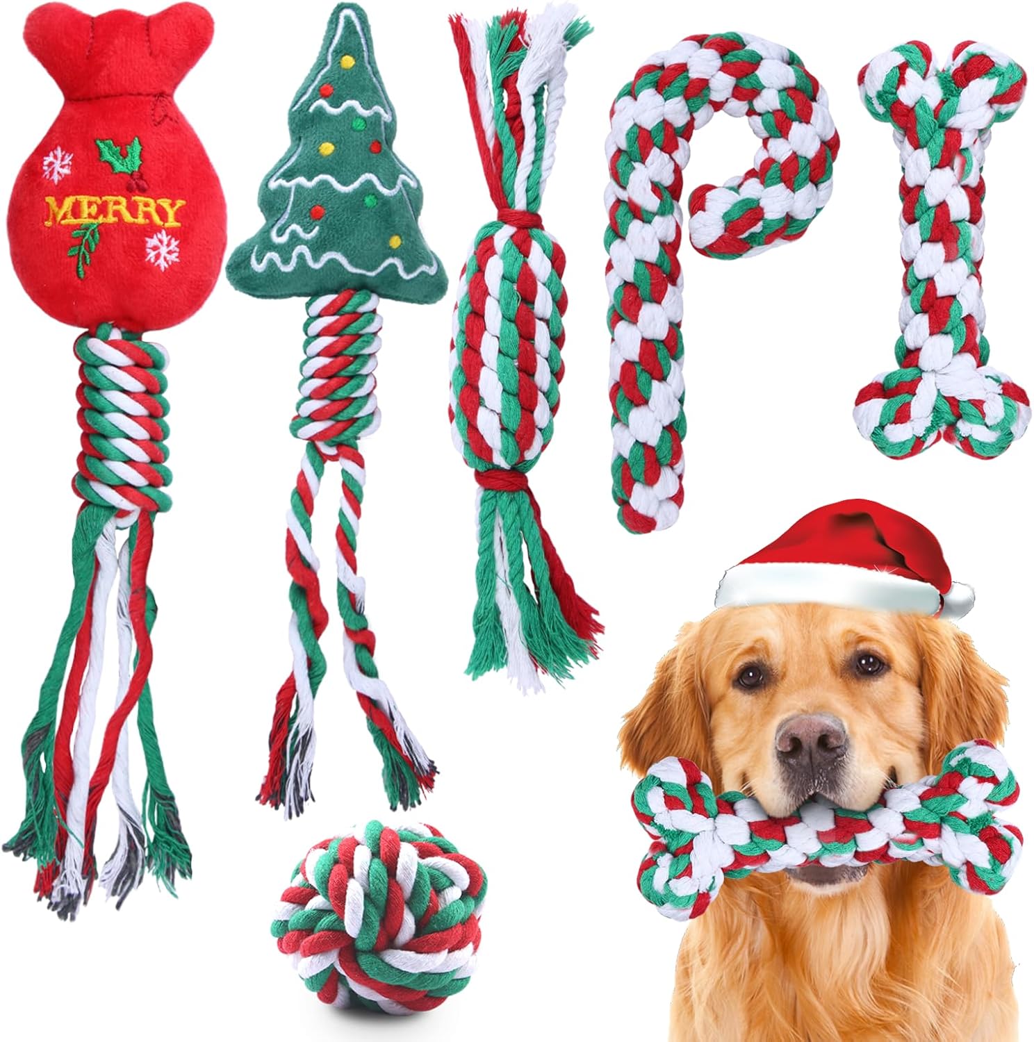 Puppy Rope Toys, Dog Rope Toys for Small Dogs, 6 Pack Christmas Dog Rope Toys