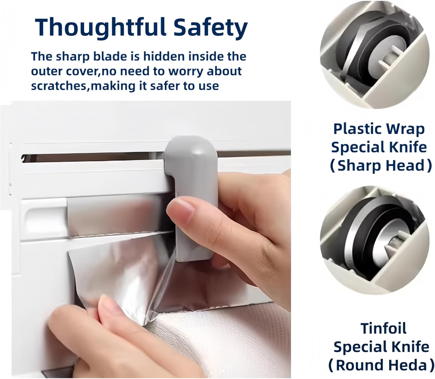 6 in 1 Wall Mounted Plastic Wrap Dispenser with Cutter – PP Aluminum Foil & Saran Wrap Organizer for Kitchen, with Paper Towel Holder, Tape Dispenser, Bag Storage, Small Items – No Drill/Screw Mount