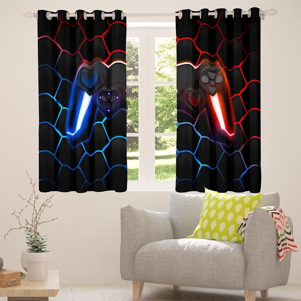Homewish Gaming Boys Curtains for Bedroom 46"Wx54"L - Image 4