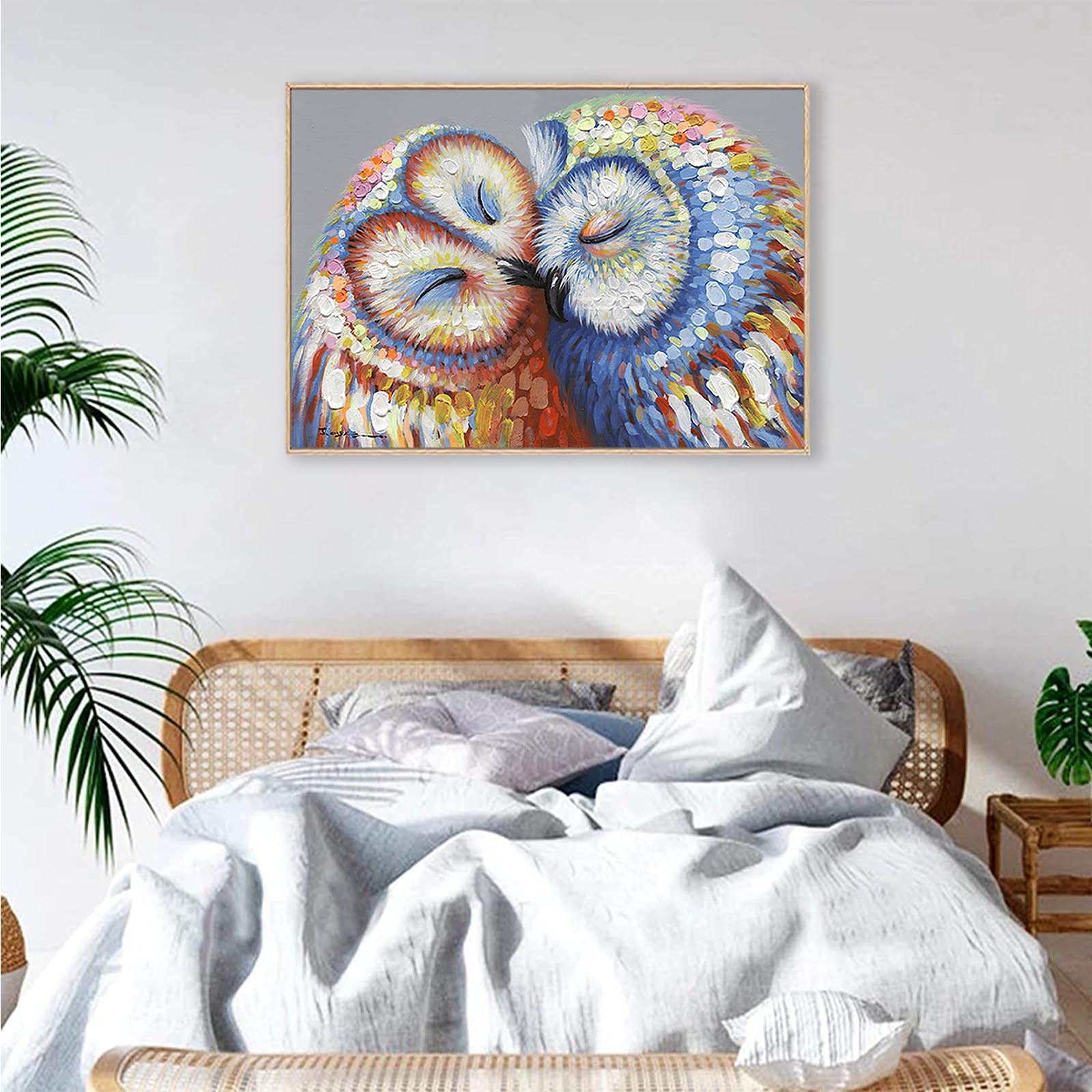 Colgante De Pared De Macramé De Búho, Decoración Bohemia Para Guardería, Arte De Pared Tejido A Mano, Decoración Del Hogar Para Sala De Estar, Oficina, Dormitorio (ojo Azul