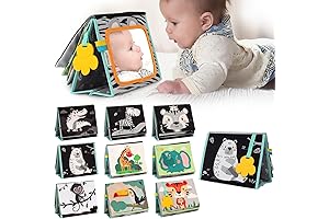 Tummy Time Mirror for Babies - High Contrast Book