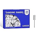 AIRSEE Sanding Bands for Electric Nail Drill 100 Piece Set 120 Grit Coarse Acrylic File Attachments Professional 1 Sander Mandrel Bit Beauty Salon Accessories Manicure and Pedicure Finger Callus Zebra