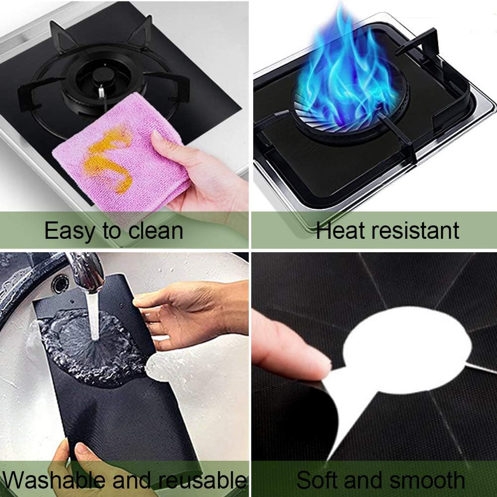 0.3mm Stove Burner Covers Black, 10 Pack Nonstick Gas Range Protectors Liners, Stove Burner Liner Cover 10.6 inch X 10.6 inch, Stovetop Covers Double, Cuttable, Heat Resistant, Reusable : Appliances