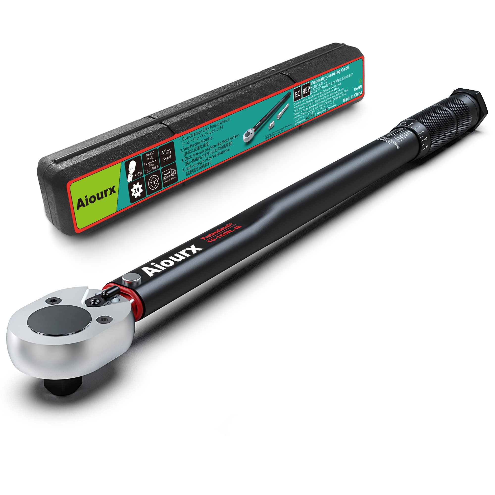 1/2-inch Drive Click Torque Wrench 1/2 Drive - Precision 10-150 Ft.lb/13.6-203.5Nm Range - View #10