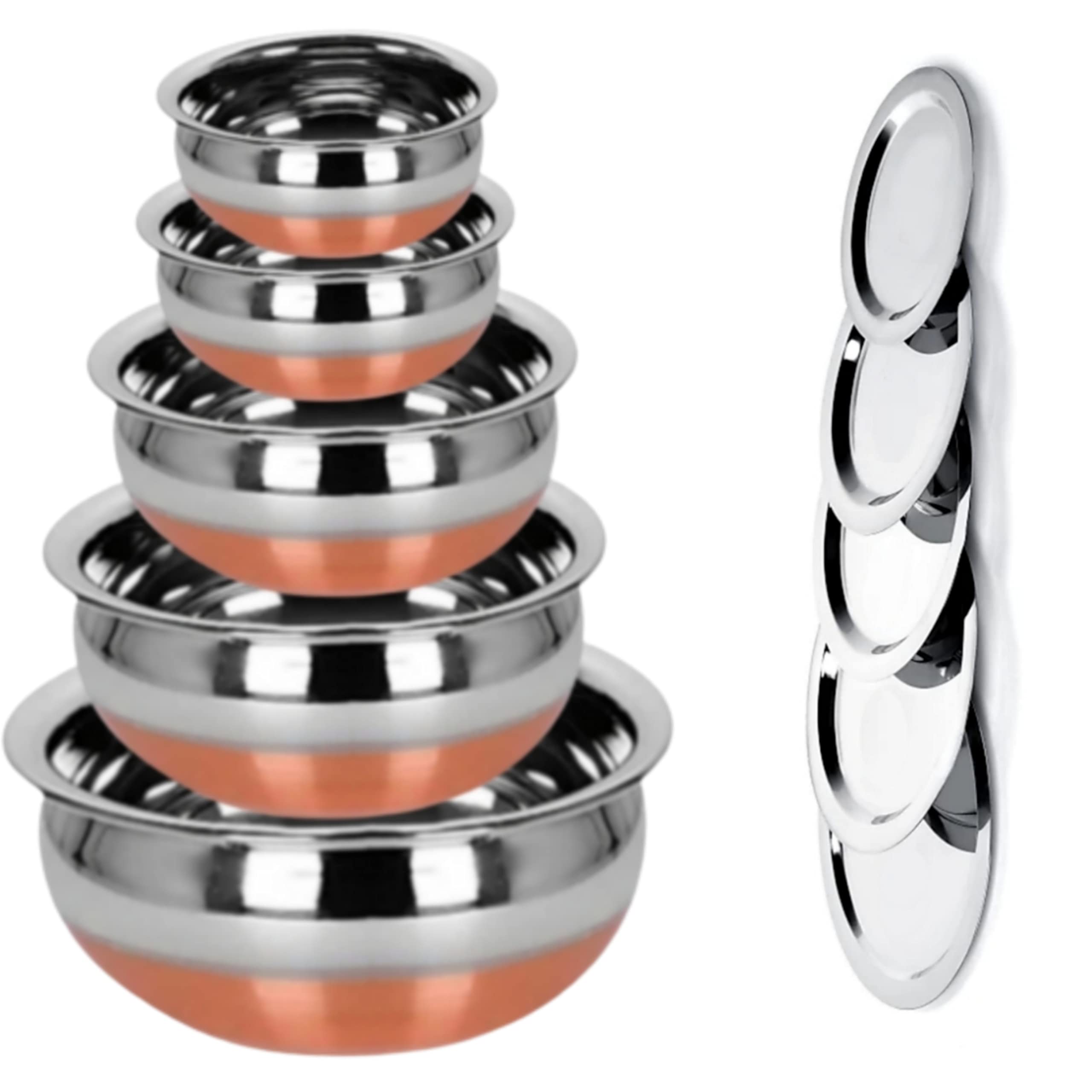 Bhaumik Stainless Steel copper bottom Handi set with lid cookware set for cooking & Serving yummy delicous food (Capacity - 500ml, 750ml, 1000ml, 1500ml, and 2000ml) with same size Steel lid