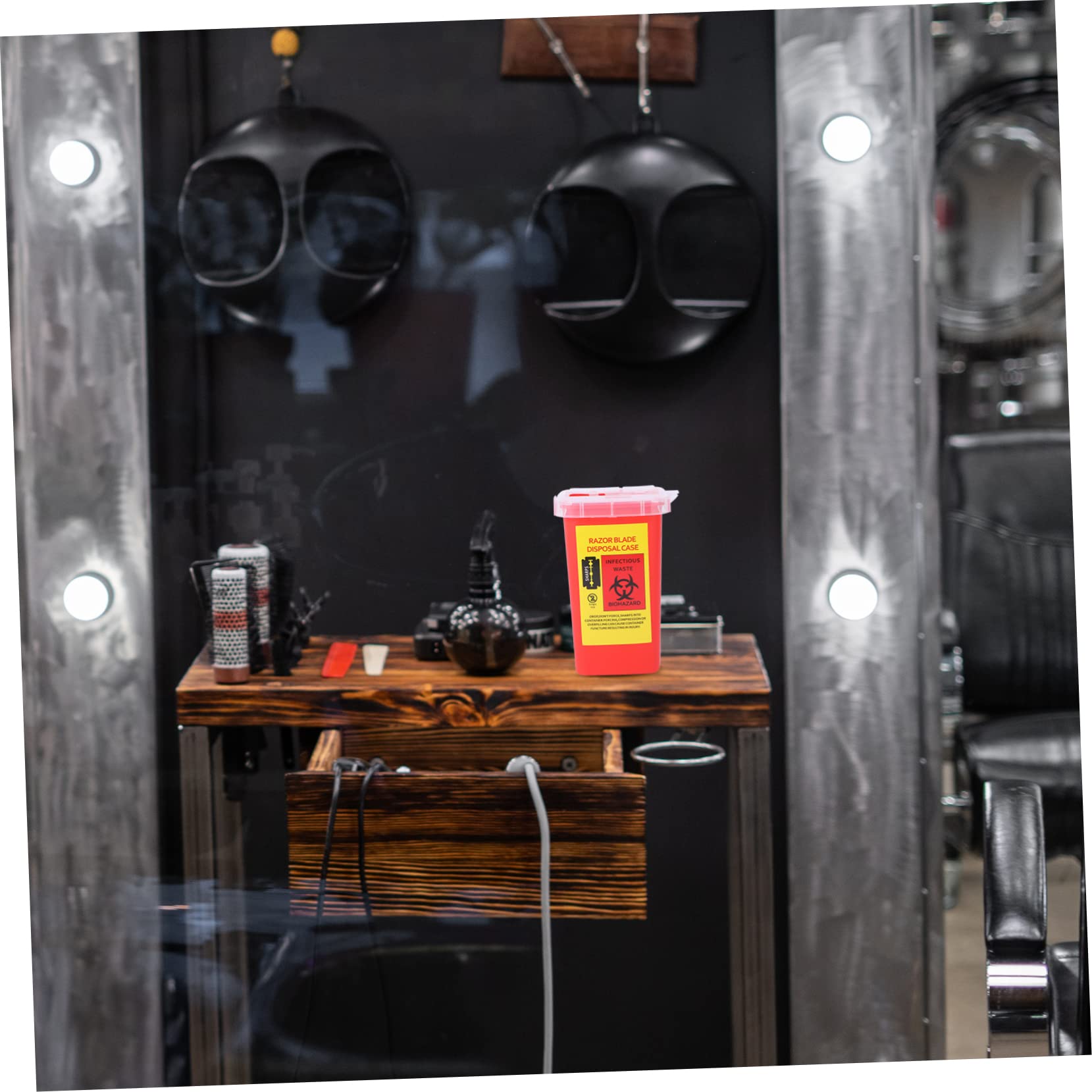 LALAFINA 5piezas Caja De Almacenamiento Para Desechar Cuchillas De Afeitar Contenedor De Plástico Para Reciclaje Barberías y Salones Diseño Seguro Tapa Resistente y Ligera Roja