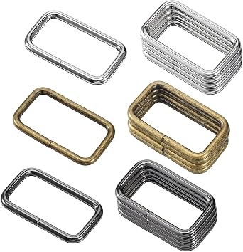 15 pcs Metal Rectangle Ring Set, 1-1/2 inch 38mm Metal Belt Square Ring Clasp Hook Buckles Heavy Duty Webbing Belt3 Colors