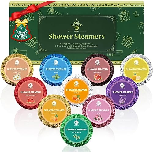 Shower Steamers Aromatherapy, Christmas Birthday Gifts for Women Men, 10 Different Shower Bombs with Fruity Floral Fragrances, Self Care Spa Gifts White Elephant Stocking Stuffers