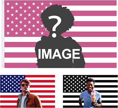 Customized Pink American Flag 3x5 Ft for Outdoor, 1x1.5 Ft/2x3 Ft/2.5x4 Ft/3x5 Ft Customized Flag with Your Photo, Personalized Image Flag for outside with Vibrant Print/Brass Grommets/Sleeve