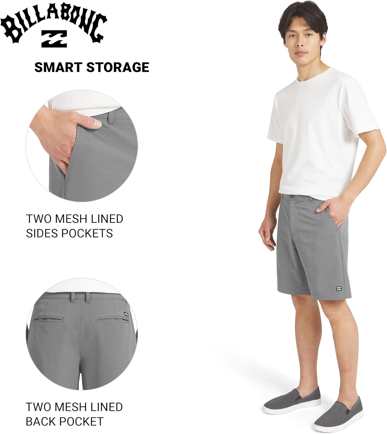 Billabong Mens Quick Dry Performance Fixed Waist 7 Inch Water Friendly Hybrid Shorts