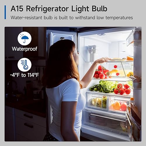 Miniatura 2 de SHINESTAR Bombilla para refrigerador, bombillas de electrodomésticos de 40 W para refrigerador, luz diurna de 5000 K, bombilla LED A15 impermeable,