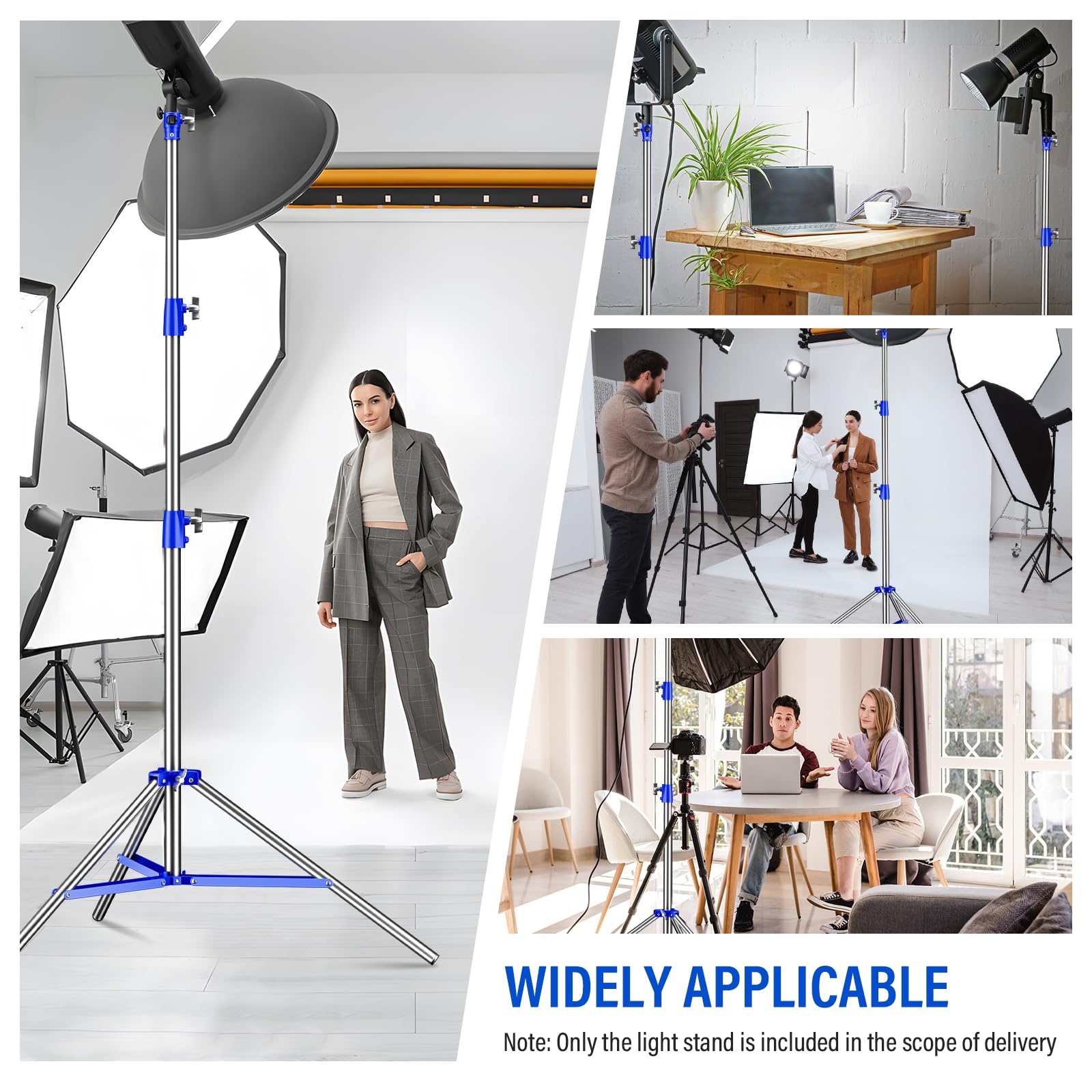 Soonpho Light Stand Supporto Leggero Treppiede 9,1 piedi/280cm Interamente in Metallo Ammortizzatore Capacità di Carico di 10kg per Fotografia Studio All'aperto e Live Streaming (Blu)