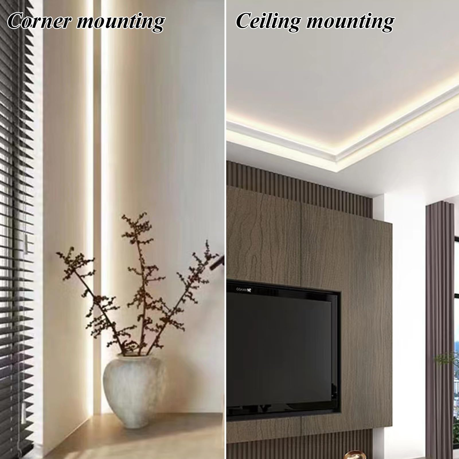 Aluminiowa listwa wykończeniowa z kanałem LED, pośrednie listwy oświetleniowe do narożników sufitowych i ściennych, dekoracja, 18ft / 5,5 m, nowoczesny akcent do domu