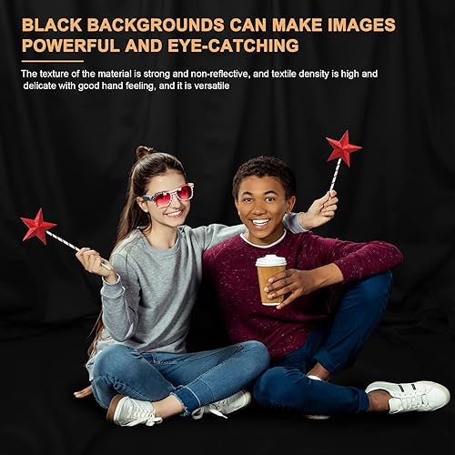 Miniatura 2 de Chromakey - Telón de fondo negro para fotografía de 7 x 10 pies, tela de poliéster de alta densidad de color negro puro, pantalla plegable sin