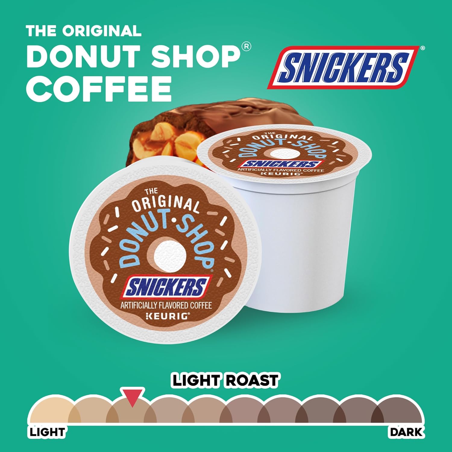 The Original Donut Shop Snickers Coffee, Keurig Single Serve K-Cup Pods, Flavored Coffee, 60 Count, (6 Packs of 10)