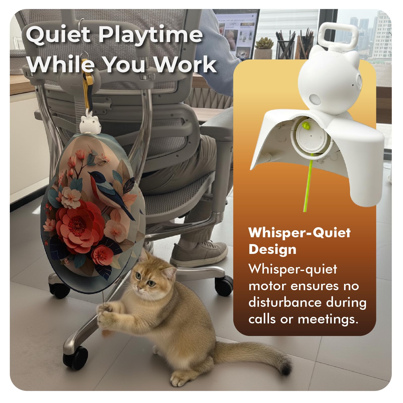 Juguetes interactivos para gatos de interior, juguete de plumas colgante automático oculto para gatos, juguetes de enriquecimiento recargables activados por movimiento para gatos adultos aburridos
