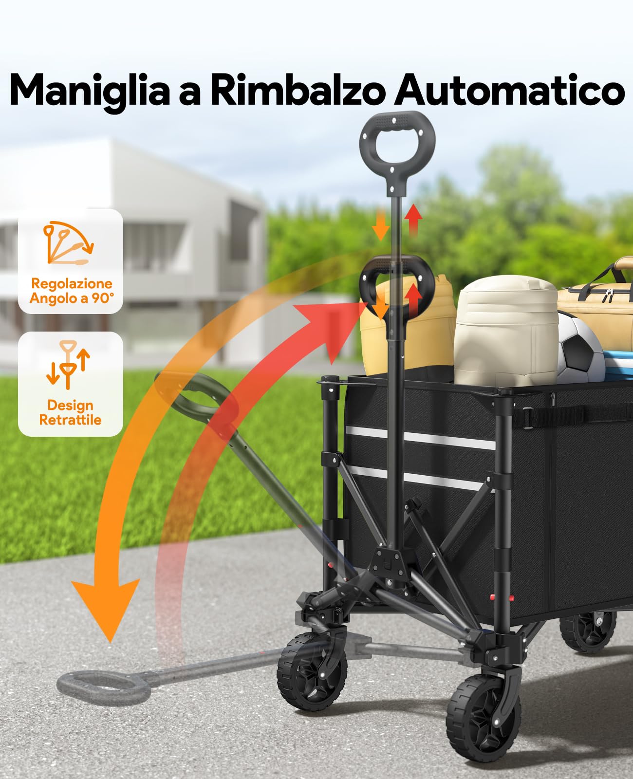 Carrello Pieghevole con Ruote 120L, 3 in 1 Vagone Pieghevole Convertibile in Panchina, 220lbs Carrello Acquisti di Generi Alimentari Carro Utile per Spiaggia, Giardino, Campeggio, Nero scuro