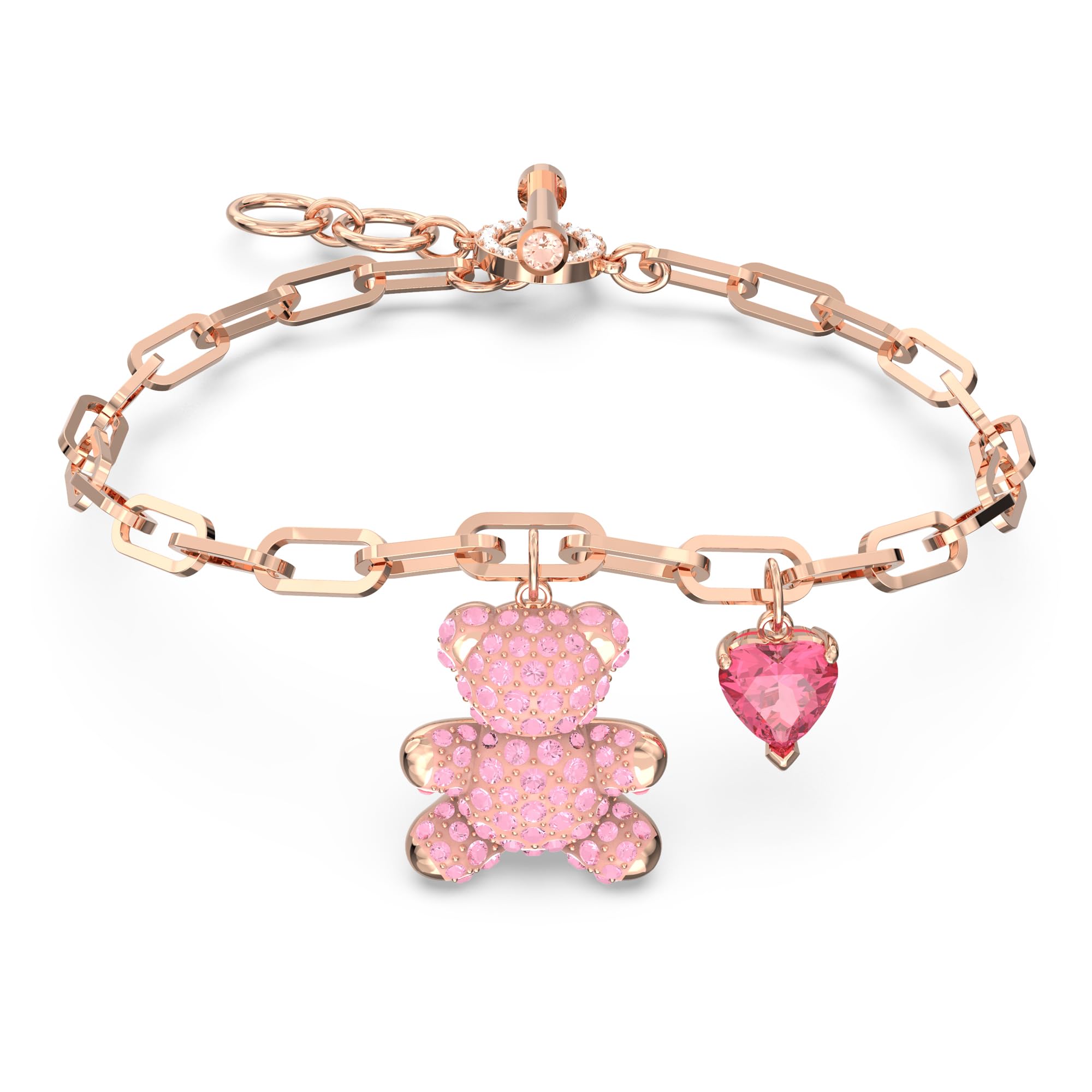 Swarovski Braccialetto Teddy, Orso, Rosa, Placcato color oro rosa