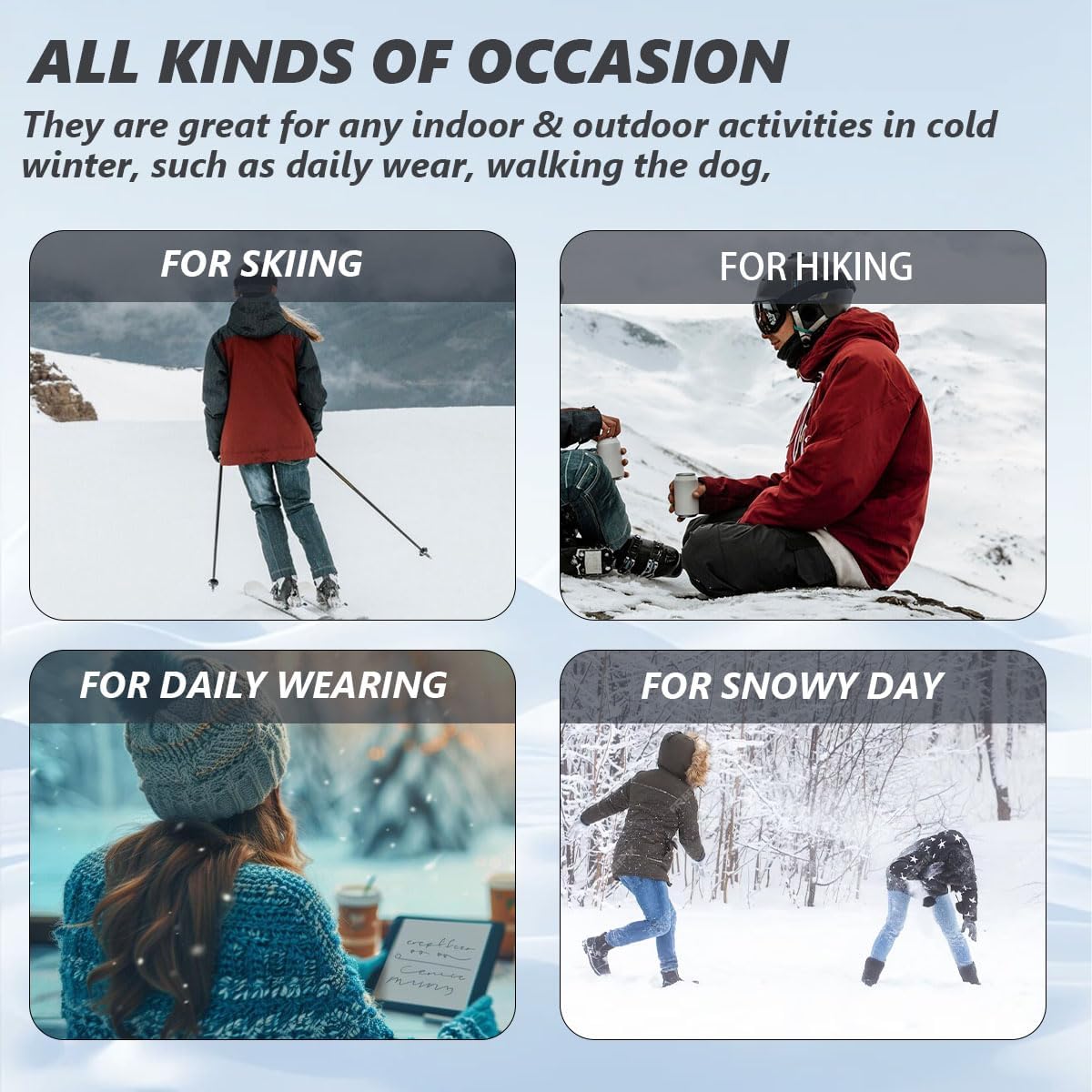 Qiucdzi Womens Winter Snow Boots Warm Fur Lined Anti-Slip Outdoor Ankle Booties Walking Shoes Comfort Non-Slip Trekking Shoes