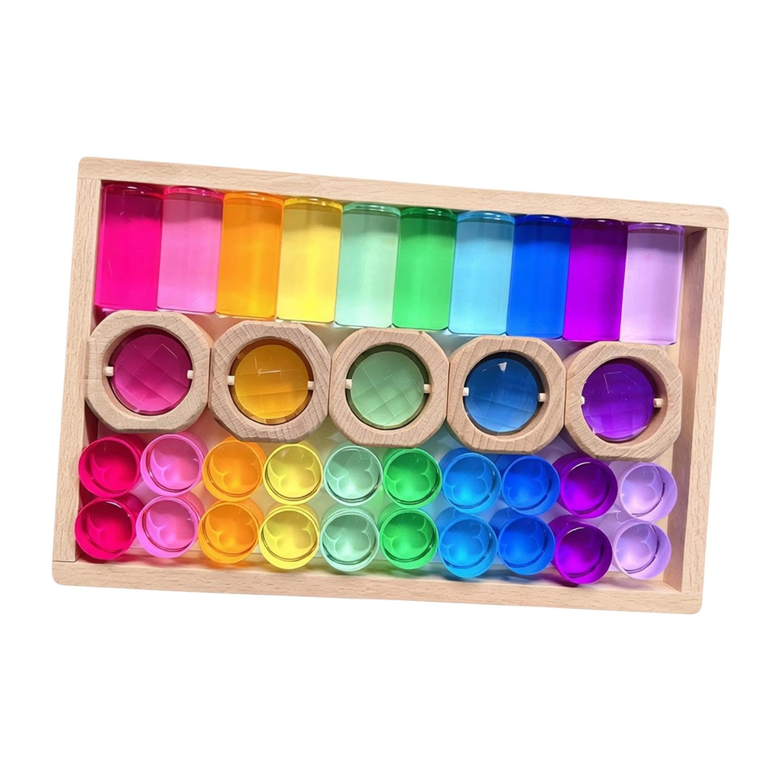 Baoblaze Blocchi Da Costruzione Colorati, Blocchi Impilabili Trasparenti, Giocattolo Sensoriale Creativo, Apprendimento Precoce, Legno E Acrilico, Adatto, Style B, Taglia unica bambino