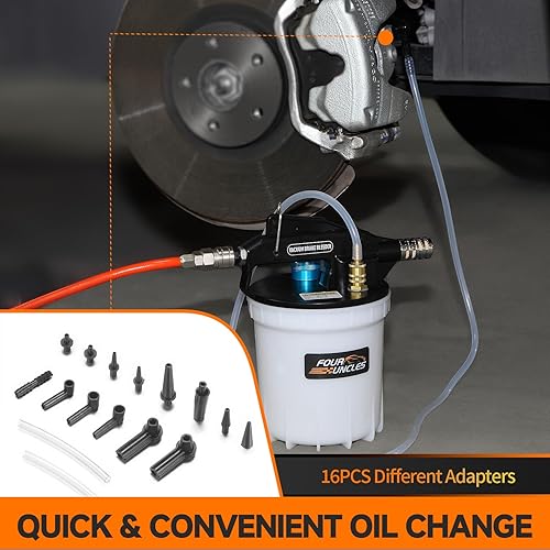 Miniatura 10 de FOUR UNCLES Kit de purga de frenos de aire de purga de frenos de vacío de 2L con extractor de líquido de frenos de 2L y botella de recarga de 1L