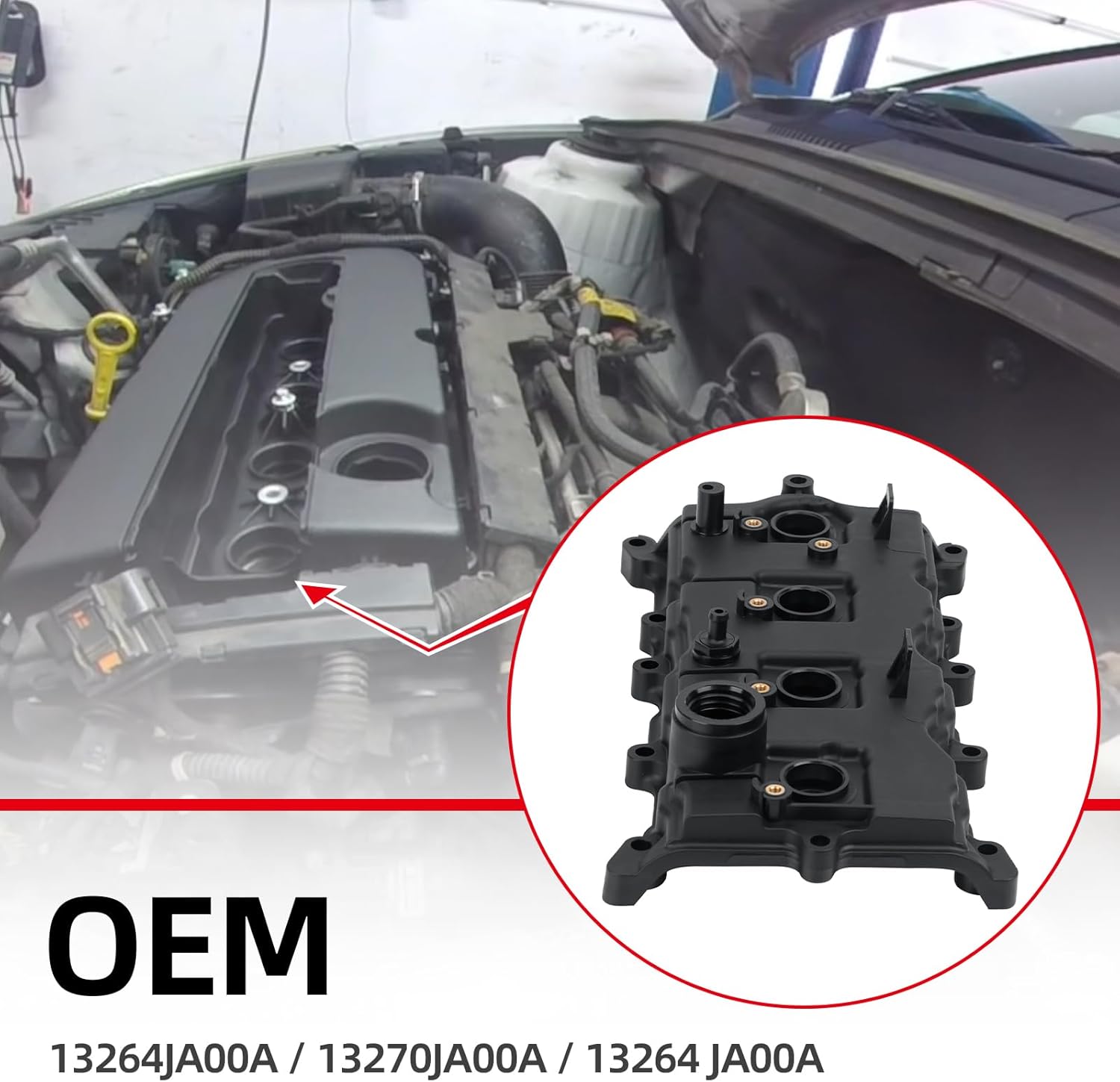 SEINECA Valve Cover with Gasket Bolts & Oil Cap, 2.5L Engine Cover Compatible with 2007-2012 Nissan Altima/Altima Hybrid/Sentra SE-R, Rogue 2008-2013 Replace Part No.13264JA00A.