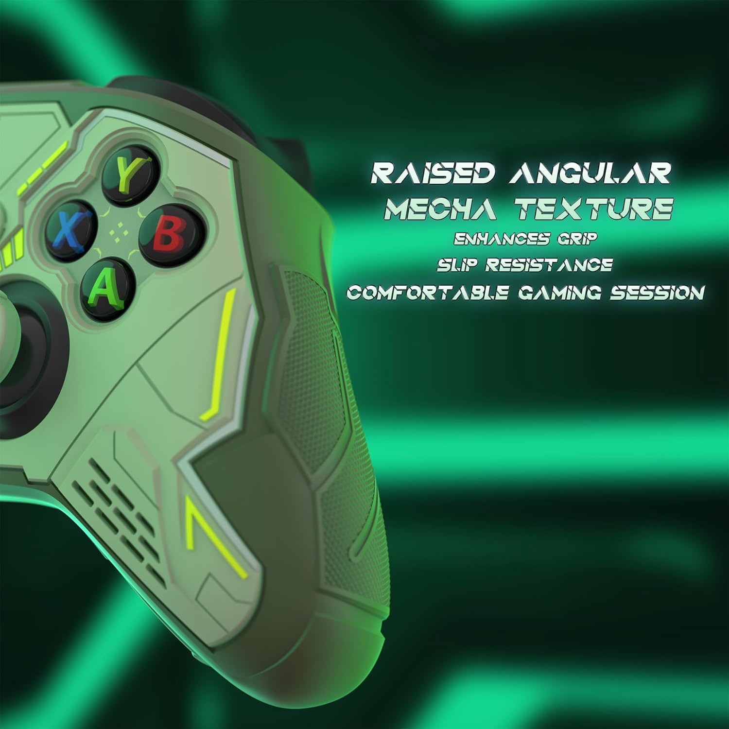 playvital Stellar Mecha Silicone Cover Skin for Xbox Series X/S Controller, Anti-slip Grip Protector with Thumb Grips & Sticker for Xbox Core Wireless Controller - Army Green & Sage Green - Image 4