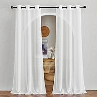 Vista 157 de NICETOWN Cortinas semitraslúcidas con textura de lino, con ojales, tratamiento de ventanas, cortinas verticales de lino con filtro de luz para sala