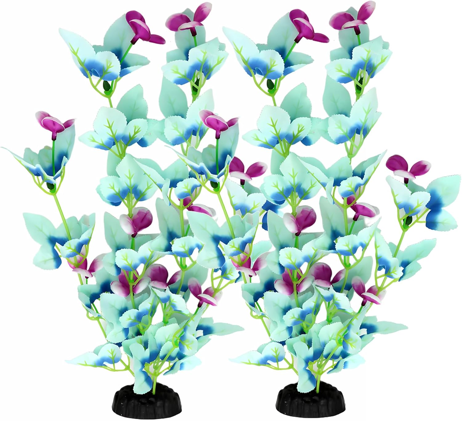 16 Inch Silk Aquarium Fish Tank Plant Betta Fish Tank Decor,2 Pack | Aquarium Plants Aquarium Decoration (White-Blue)