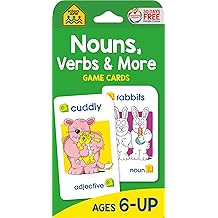 School Zone Nouns, Verbs &amp; More Game Cards: 56 Cards, Kindergarten, 1st Grade, Grammar, Early Reading, Parts of Speech, Word-Picture Association, Sentence Structures, Ages 6+