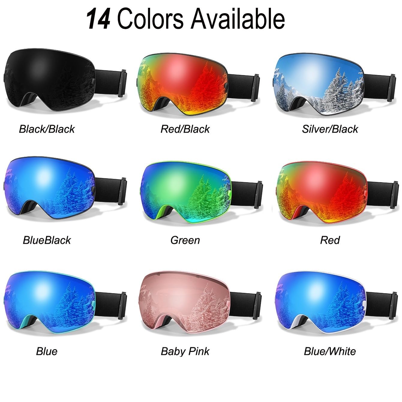 Lunettes de ski coupe-vent pour homme et femme, double pont, anti-buée, anti-reflets, protection UV