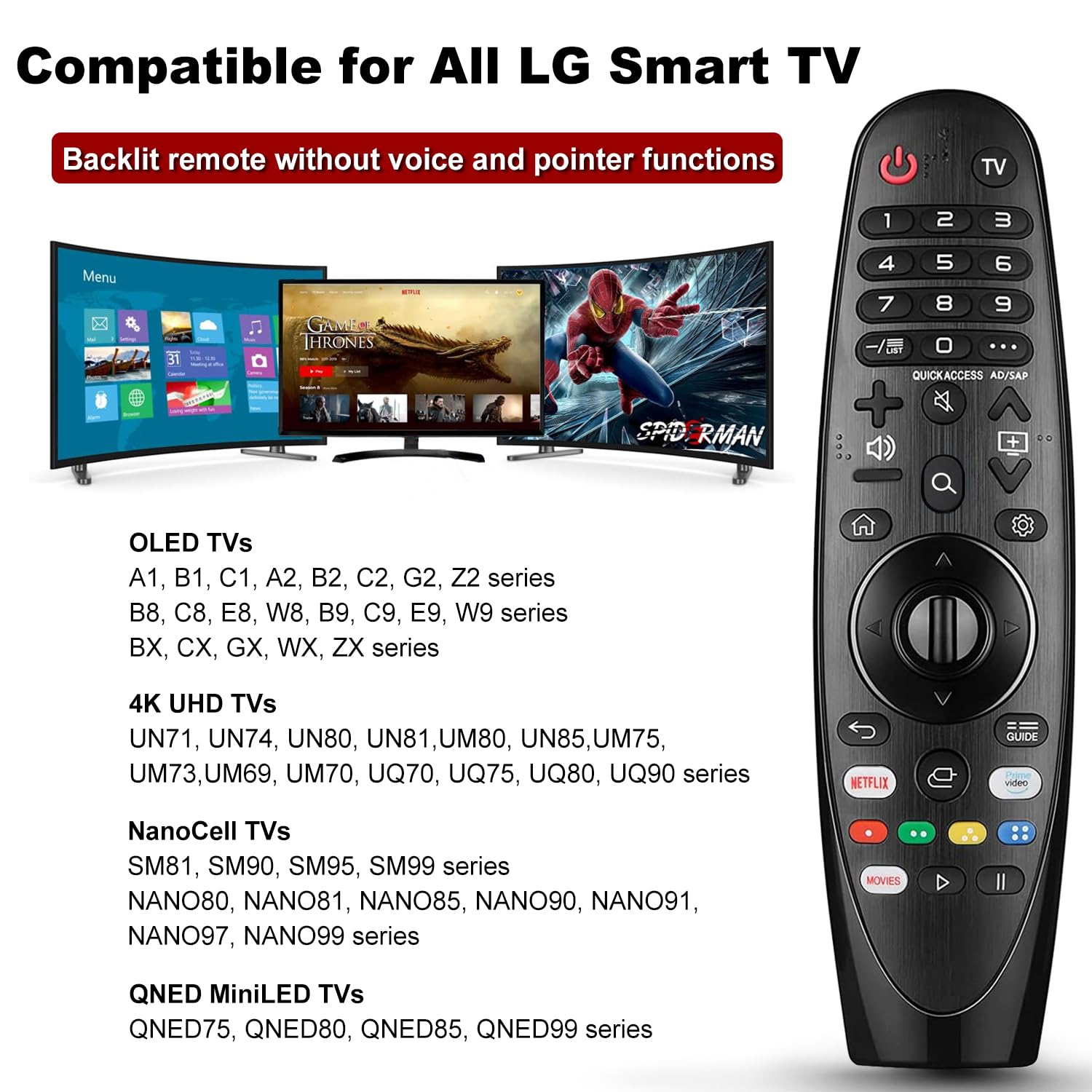Ricambio per LG Smart TV, telecomando universale, compatibile con tutti i televisori LG, telecomando universale di ricambio per tutti i telecomando LG TV