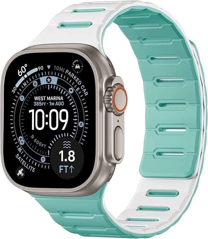 Bandletic Magnetic Watch Bands Compatible with Apple Watch Ultra Band, Dual Sided & Soft Silicone Safety Loop for iWatch Bands 49mm(Ultra3/Ultra2), 45mm(9/8/7), 44mm(SE3/SE2/SE/6/5/4), 42mm(3/2/1)