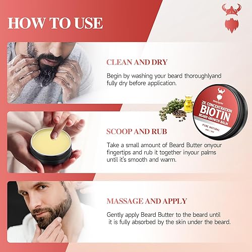 Miniatura 7 de Bálsamo para barba para hombres y cera acondicionadora para barba, fabricado con aceite de ricino, ingredientes naturales y orgánicos, hidrata y